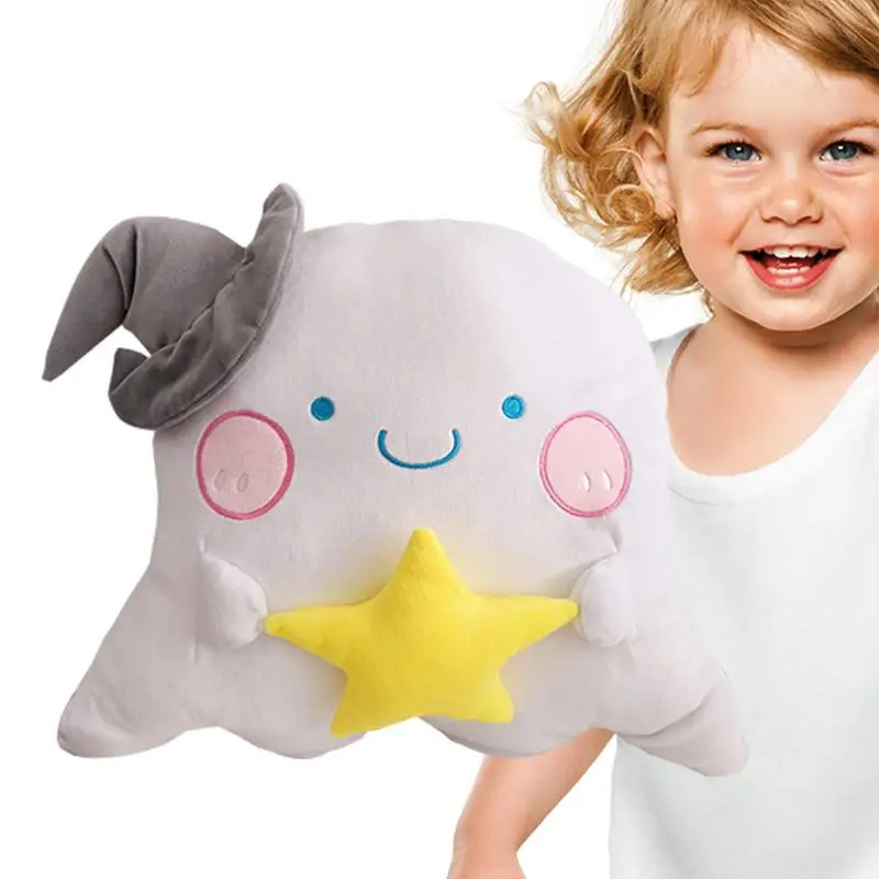 

Kawaii Plush Ghost White Soft Pillow Cute Toy Stuffed Doll Cartoon Halloween Plush Funny Home Decor 38cm For Sofas Bedrooms Beds