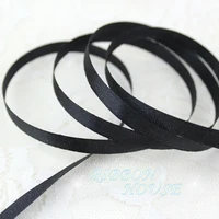 (25 yards/roll) 1/4″ (6mm) Black Single Face Satin Ribbon Webbing Decoration Gift Christmas Ribbons