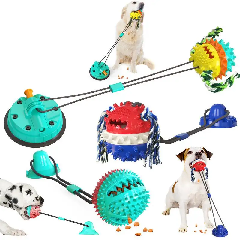 

Pet Molar Bite Dog Toys Multifunction Rubber Chew Ball Cleaning Toothbrush Safe Elasticity TPR Soft Puppy Suction Cup Biting Toy