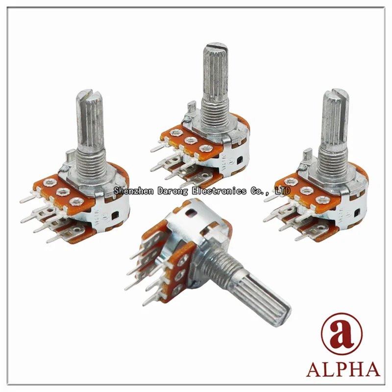 ALPHA RV16A10F Dual Channel Sound Amplifier Volume Potentiometer Plum-length Handle 20MM Six-pin B50K B100K B1K
