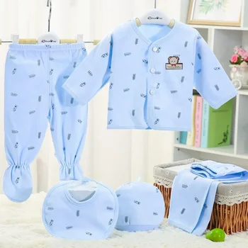 5 pz/set Abbigliamento Per Bambini Del Bambino Riccio Neonato Set Puro Cotone 0-3 M Vestiti Del Bambino Primavera Autunno Puro Cotone Set di Biancheria Intima 1