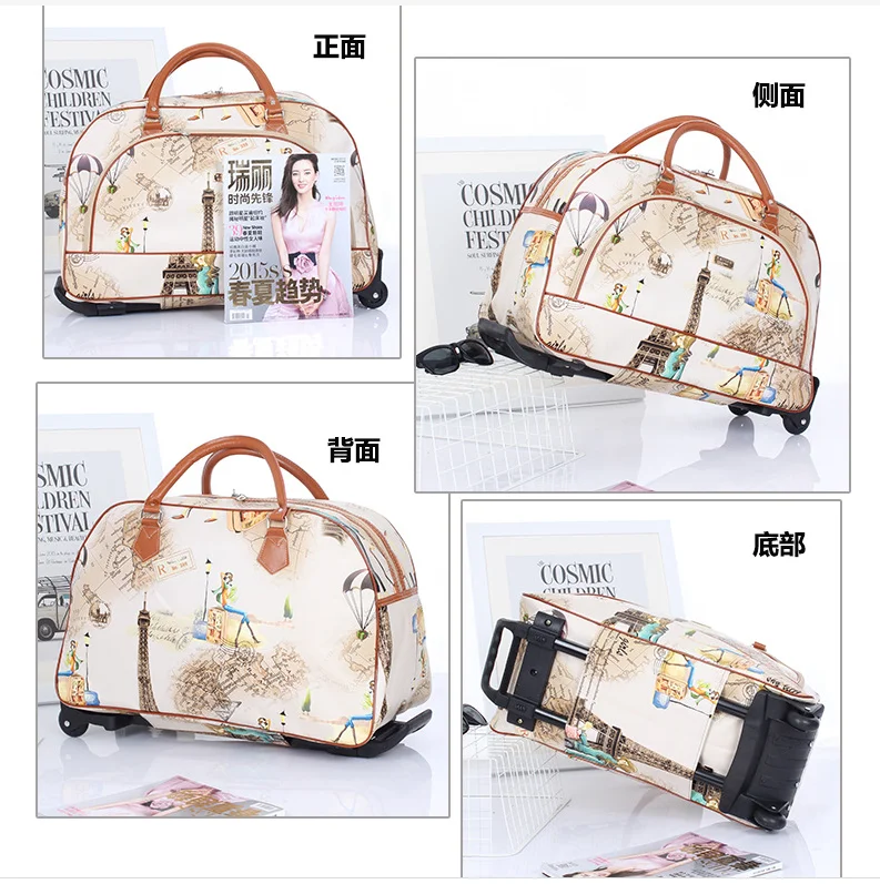 Women travel luggage trolley bag Women Cabin Rolling Bags with