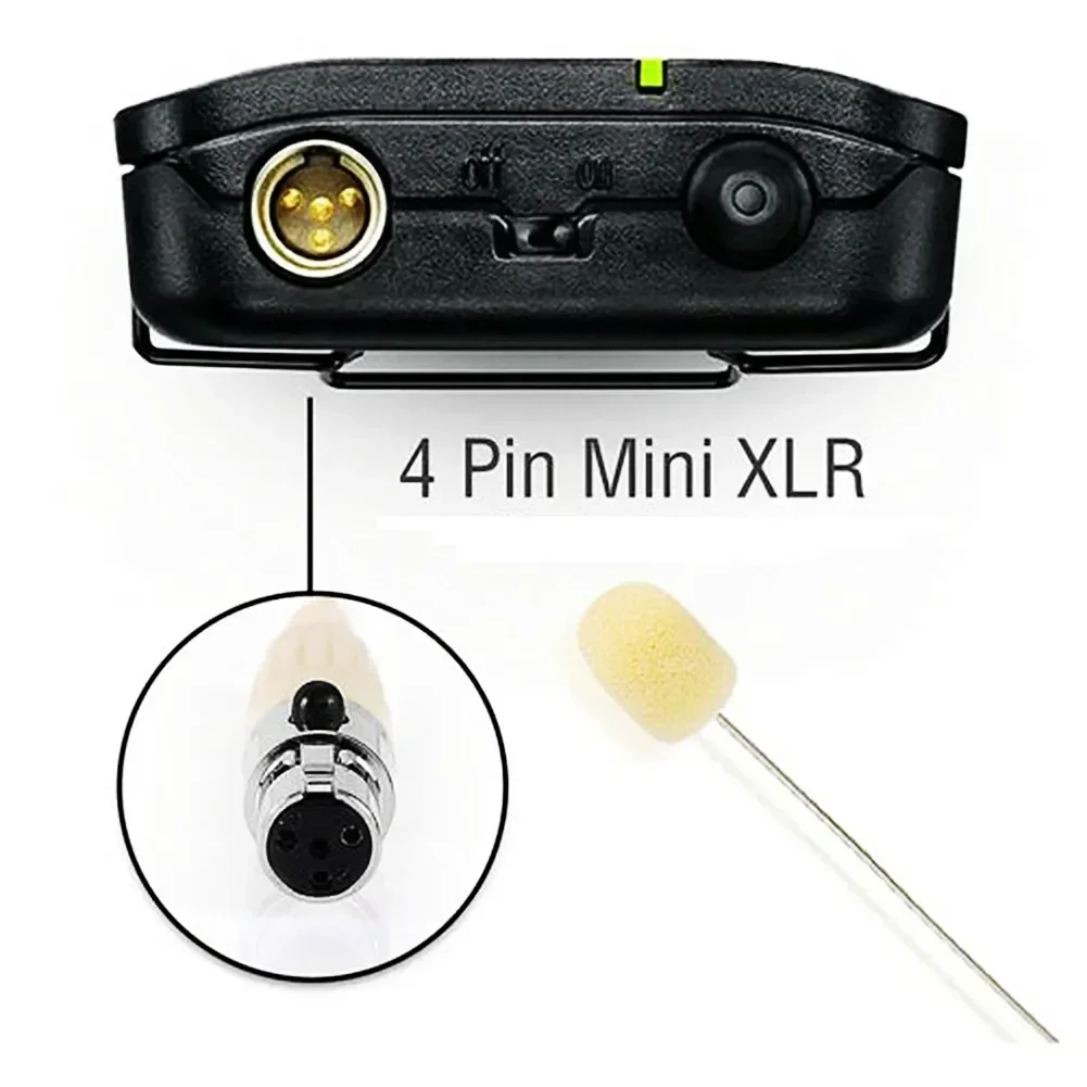 Beige Single Earhook Headset Mic Headworn Microphone Hand-3.5mm Mini 4 Pin XLR Connector With Microphone Covers