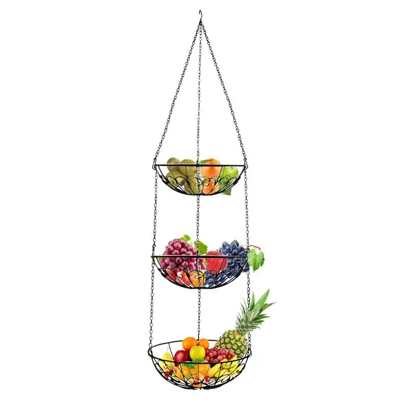 

Kitchen Hangings Basket Fruit Vegetable Storage Basket Space Saving Tiered Fruit Basket Detachable Hangings Wire Baskets For