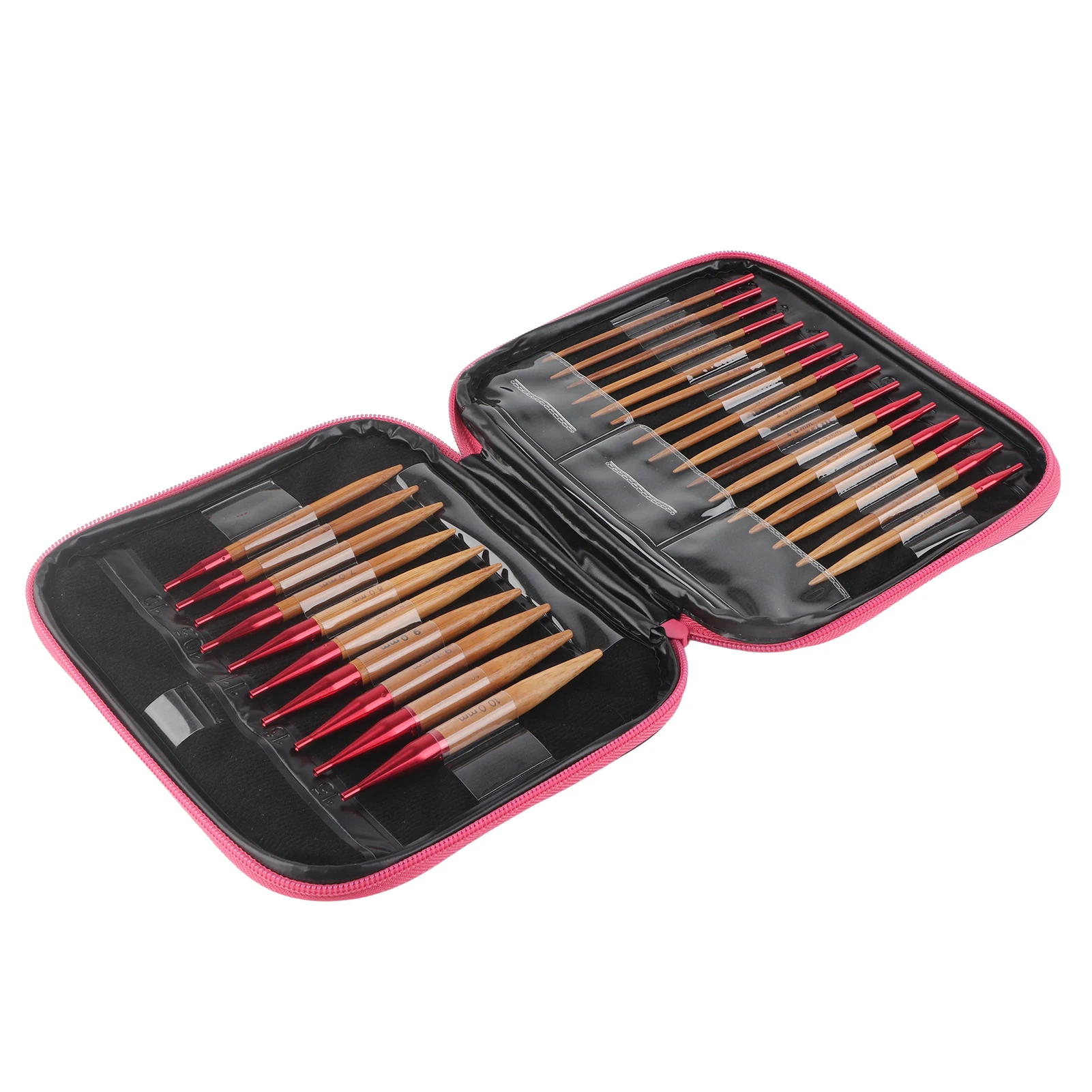 Austauschbare karbon isierte Bambus nadeln Set Aluminium Runds trick nadeln Ring Set – Detail 9