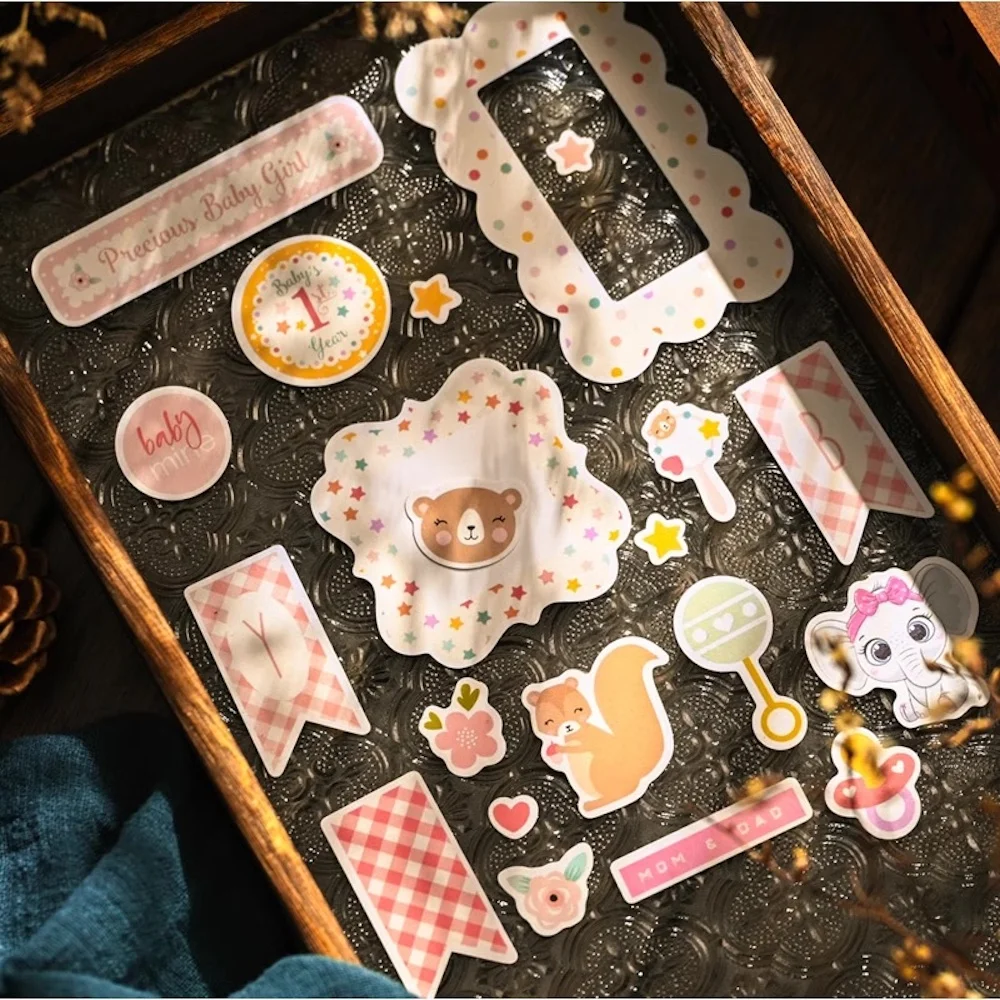 KSCRAFT 107pcs Baby Girl Self-adhesive Paper Sticker for Scrapbooking/DIY Crafts/Card Making Decoration