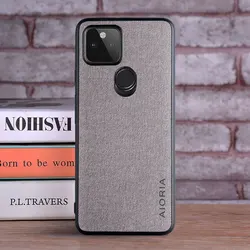 Luxury Textile Leather Skin Soft TPU Phone Case Cover - Pixel 5 (Light Gray)