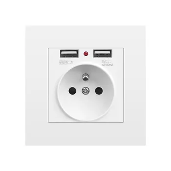 VISWE EU FR 표준 프렌치 벽 소켓, USB 16A, 5V, 2.1A PC 난연 패널, 220V 내장 전기 콘센트