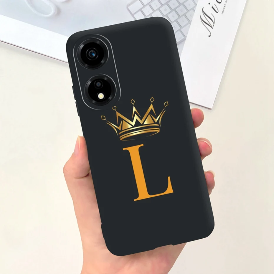 Fashion Crown Sakura Initial Letter Phone Bumper - Soft Silicon Back Cover