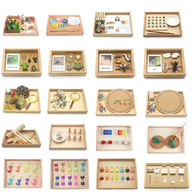 Montessori Materials Wooden Tray Toys For Children Montessori