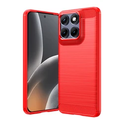 Carbon Fiber Silicone Soft Phone Case - Stylish Back Cover for Motorola Edge 40 Pro (Red)