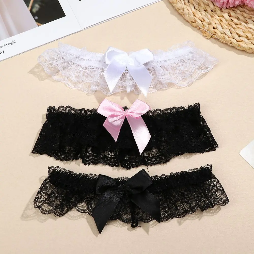 1Pc Elastic Bowknot Lace Leg Ring Sexy Bow Decoration Garter Thigh Ring Bridal Leg Garter Cosplay Party Accessories