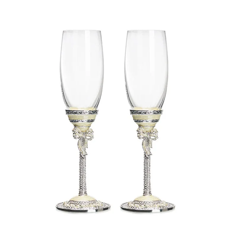 High Foot Crystal Champagne Cup 2 Sets of High-end Creative Red