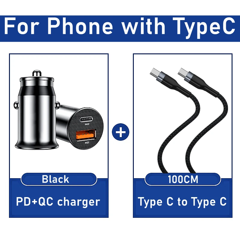 car usb port PD QC Car Charger 5A Dual USB LED QC3.0 Fast Charge Type C Phone Adapter For iPhone 13 12 11 XR iPad Sumsung Xiaomi Mi Huawei LG samsung super fast car charger Car Chargers