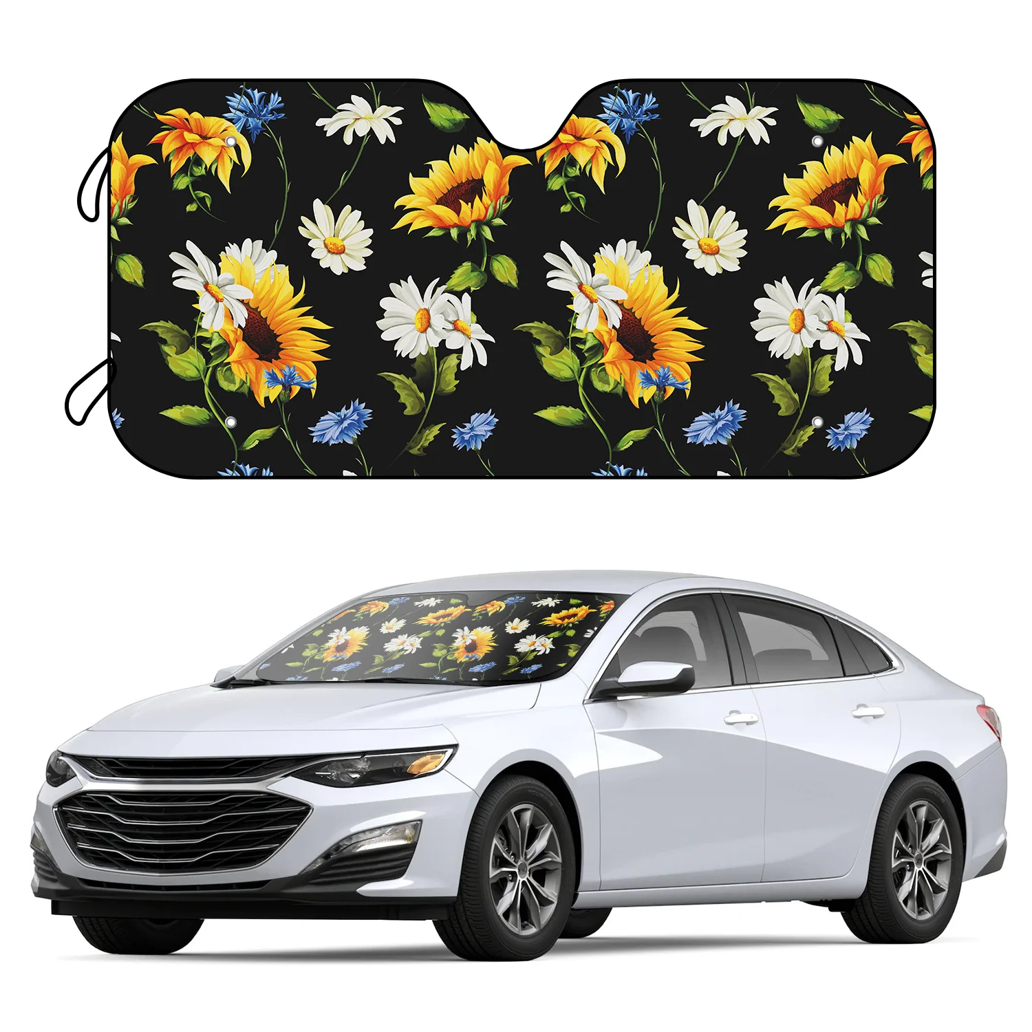 

1pack Plant Sunflower Flower With 4 Free Suction Cups Car Interior Car Windshield Car Windshield Sunshade Car Front Window Car B