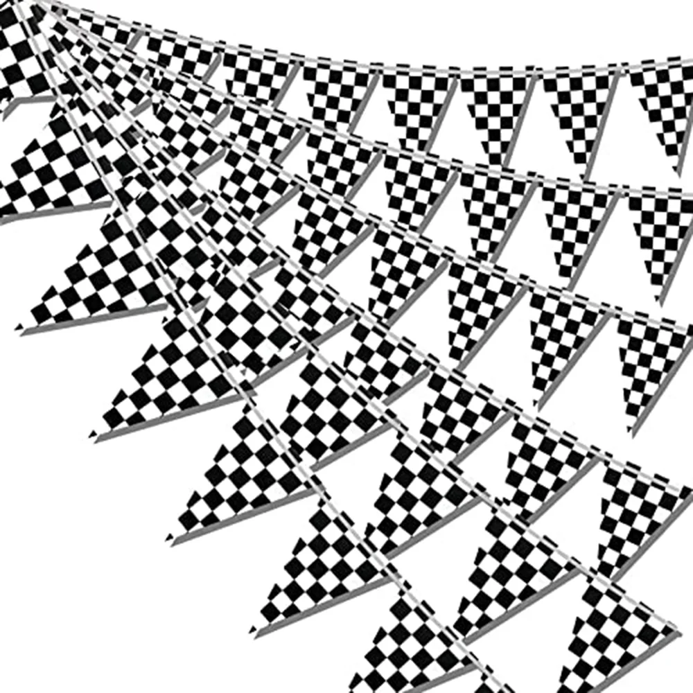 

10m Longer Race Car Birthday Banner Decorations Checkered Race Flag Two Fast Theme Party Supplies Boy Birthday Decoration