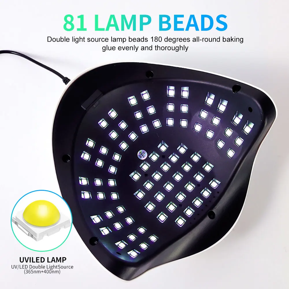 SUN X25MAX 81LED UV 램프, 손톱 건조용, 빠른 경화, 모든 젤 네일 광택제, 전문 강력한 자외선 건조기, 매니큐어 살롱
