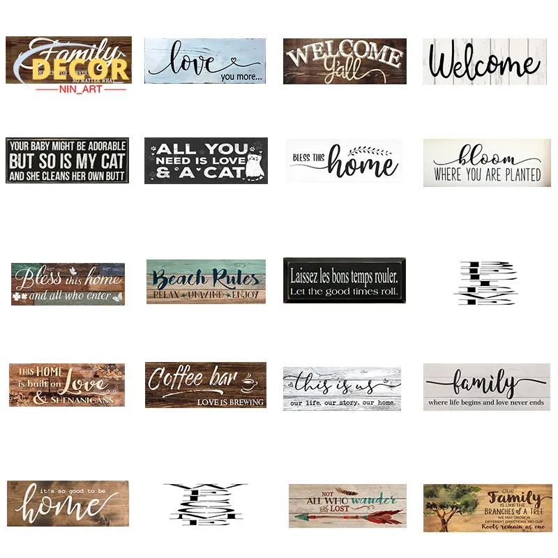 

Vintage Family Love Wood Sign for Welcome Wooden Plaque Painting Picture Home Hanging Plaques Wall House Room Door Decor