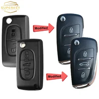 SUPERKEY ดัดแปลงรีโมทรถ Key Shell Flip Case สําหรับ Citroen C2 C3 C4 C5 Berlingo สําหรับ Peugeot 207 307 308 407 607 HU83 VA2