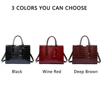 Sac à main de luxe Vintage motif Crocodile pour femmes, fourre-tout de grande capacité, sac à bandoulière d'affaires en cuir pour femmes 6