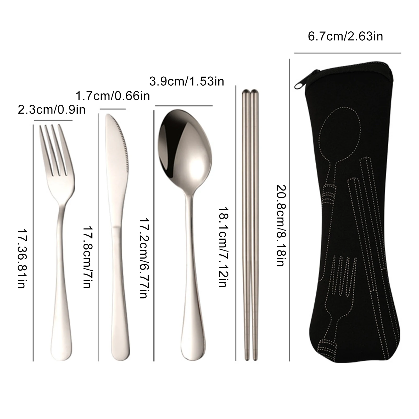 Portable Stainless Steel Flatware Cutlery Set With Case Reusable For Lunch Box Workplace western style cutlery set picnic cutlery set stainless steel cutlery set camping cutlery set wooden cutlery set