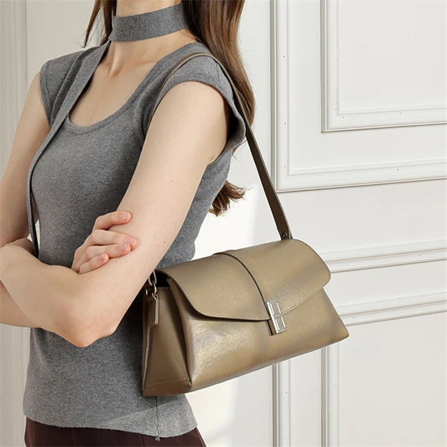 Sacs à bandoulière en cuir pleine fleur BURMINSA pour femmes 2026 – Sacs à rabat de luxe élégants pour le bureau et le travail 1