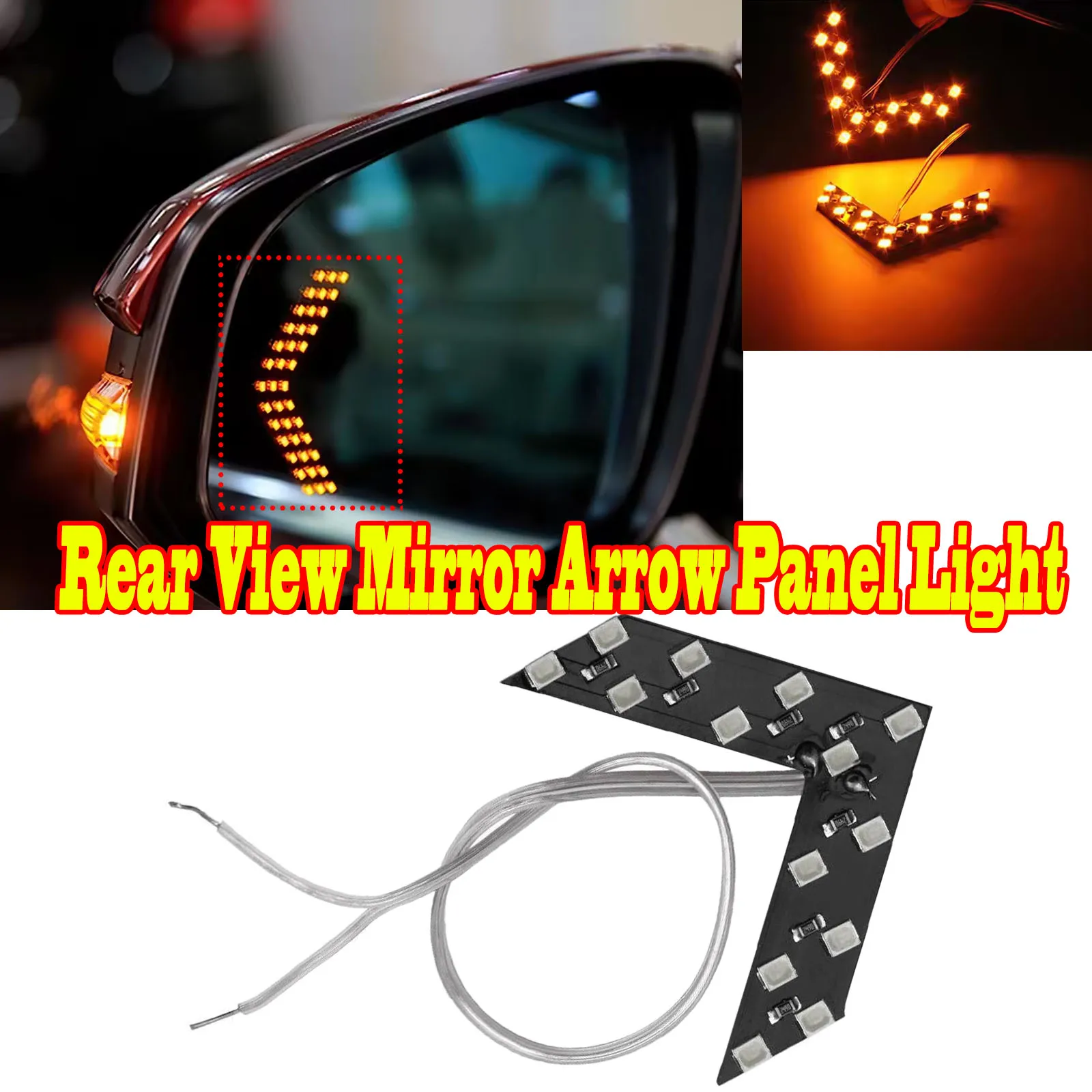 2-Pack Side Mirror LED Turn Signal Strip Lights – 14 SMD Bulbs In 5 Colors – Universal Fit