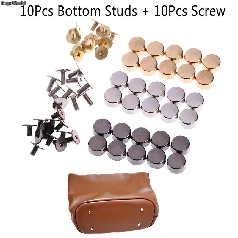 10sets diy lederen knopen schroef bescherming tas onderkant studs klinknagels voor tassen hardware riem accessoires voor tas voeten schroef