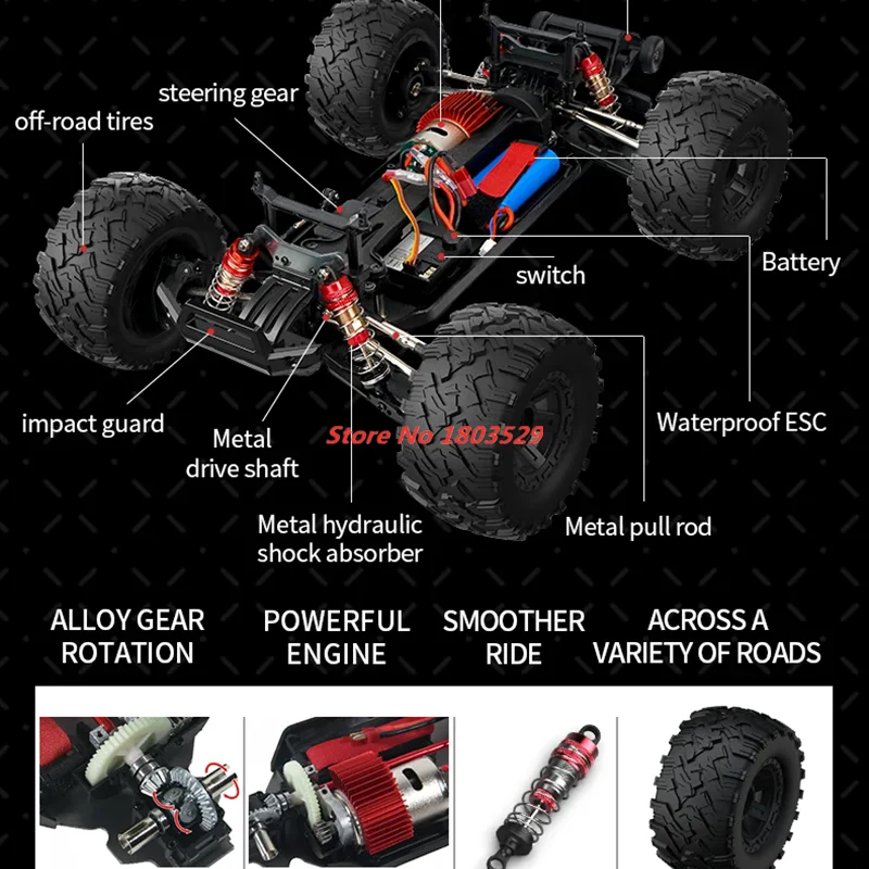 Update 70KM/H High Speed RC Racing Car Retrofit Electric 2.4Ghz 1:10 Scale 4WD RC Truck  4WD Shock Absorber Off Road Vehicle Toy 4