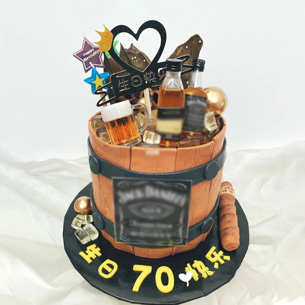 Beer Bottle Simulation Statue Whisky Vodka Wine Cake Decorations Father Boy Man Birthday Party Supplies Bachelor Party Decors