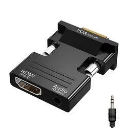 HDMI to VGA Converter Adapter with Audio Output - 1080P HD (Black)