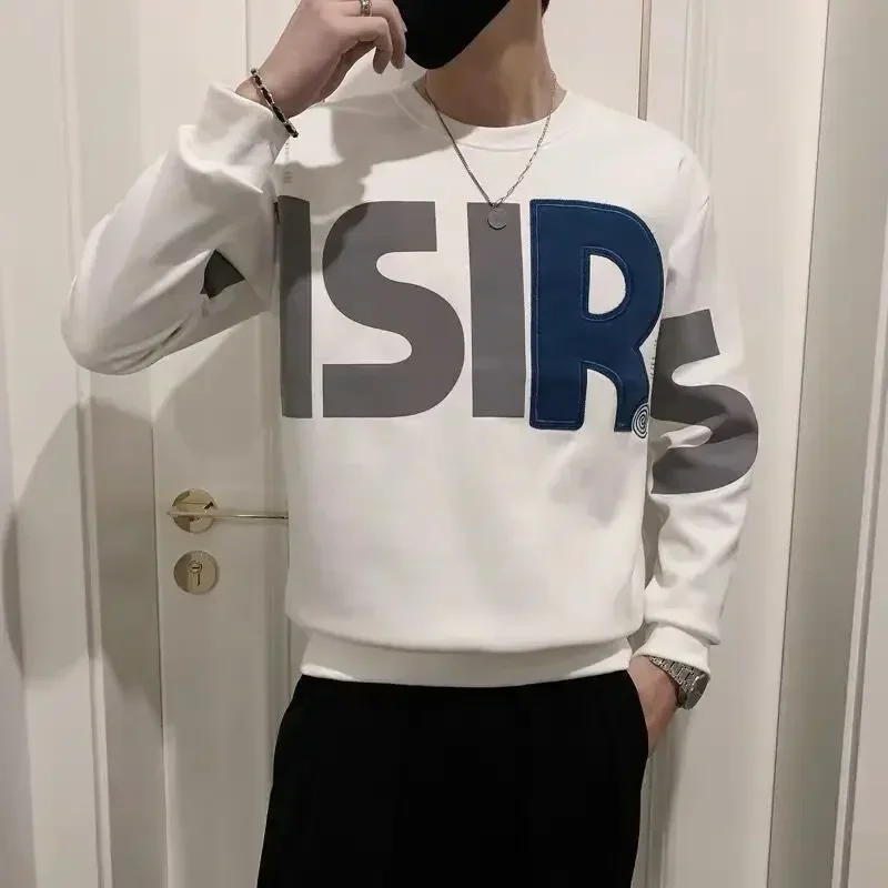 thumbnail image 1 of Sudadera con capucha y letras para hombre, ropa masculina, estilo rock negro, sin capucha, estilo coreano, ofertas elegantes, Overfit, 1 of 5
