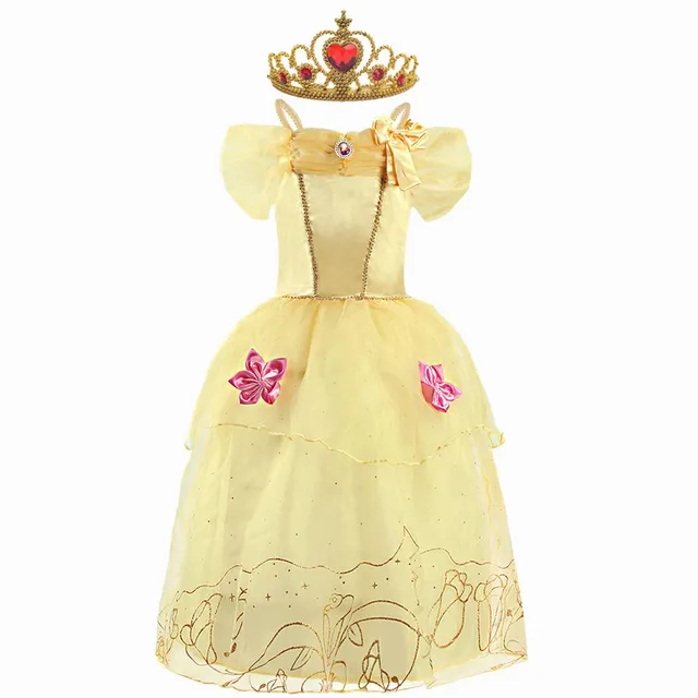 Girl Belle Princess Dress Kids Beauty and The Beast Costume Girl Baby Christmas Princess Birthday Party Fancy Dress 2-10 Years Belle dress B set 1