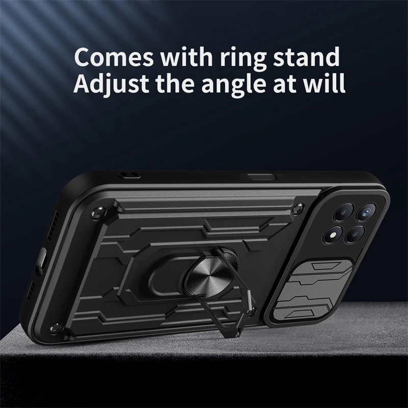 For Realme 8i Case Card Slot Ring Stand Camera Protect Phone For Cases Realme 8 Pro Realme8 4G 5G Shockproof Armor Back Cover 4