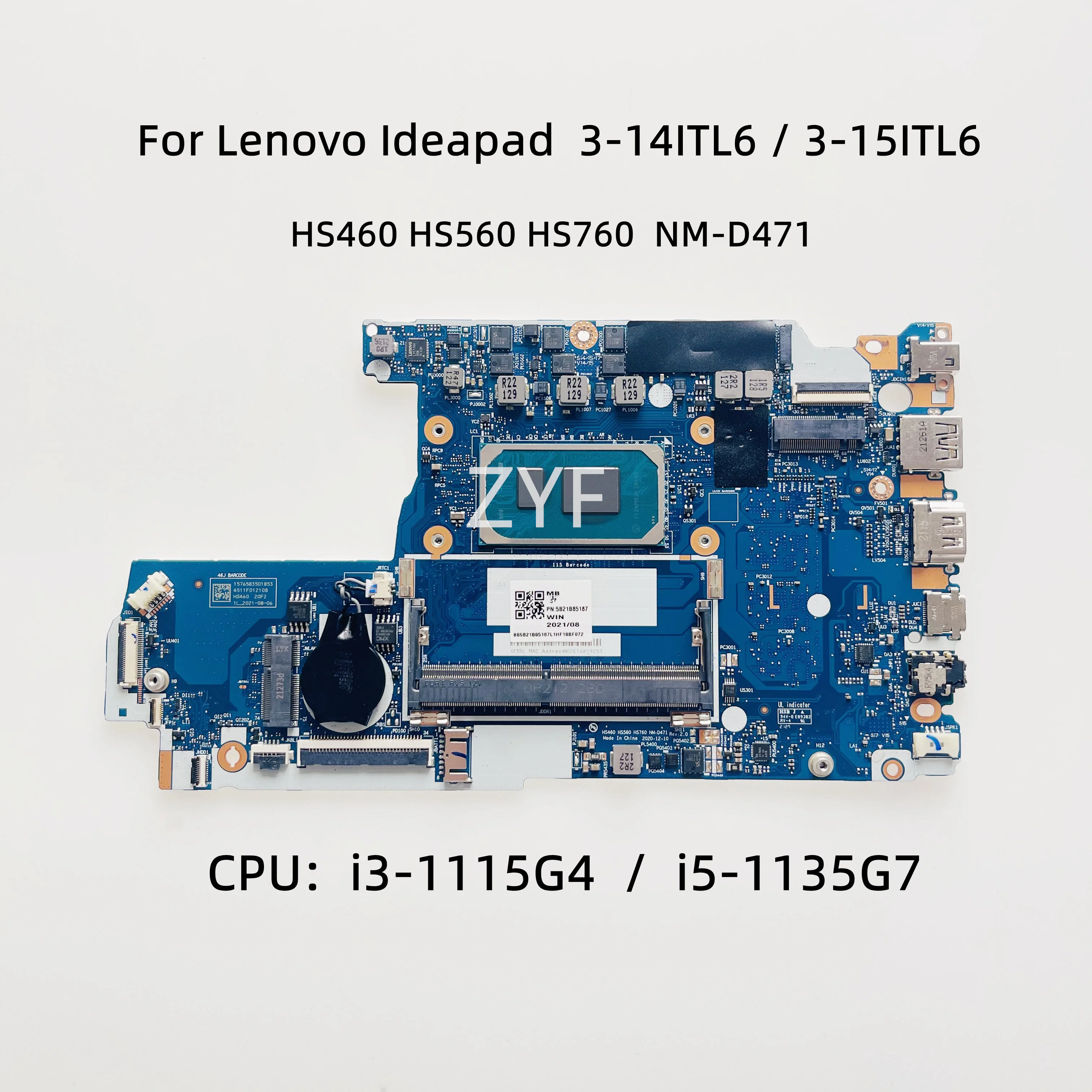 CARTE MÈRE LENOVO IdeaPad 3 15ITL6 i5-1135G7 4GB 5B21B85187 #5097 EUR 240,00 - FR