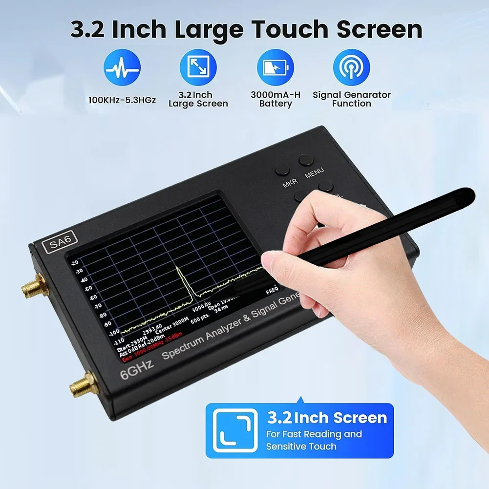 스펙트럼 분석기 및 신호 발생기, SA6, 35-6200MHz, 3.2 인치 스크린 PC 제어, WiFi 2G 4G LTE CDMA GSM용 설계, 6GHz