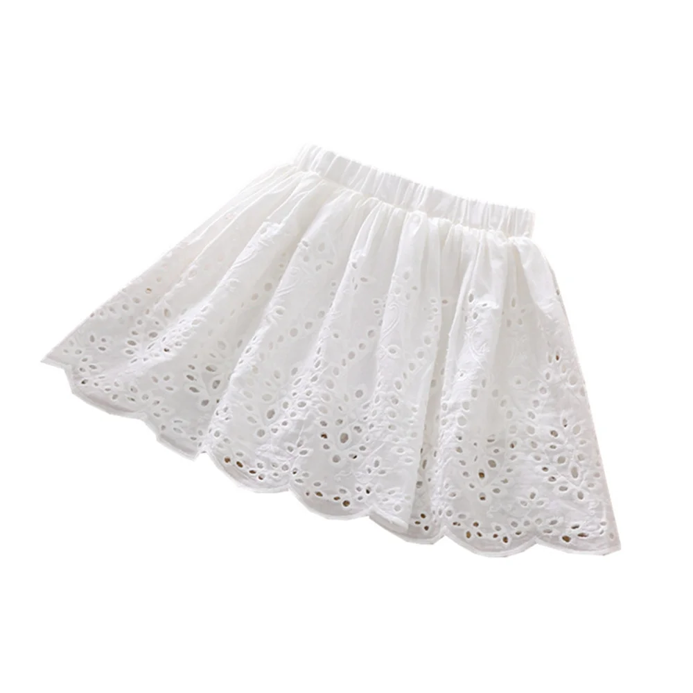 Korean Summer Children Girl's Skirts Cute White Lace Elastic Waist Versatile Cake Skirt for Kid Baby Girl Toddler Clothes