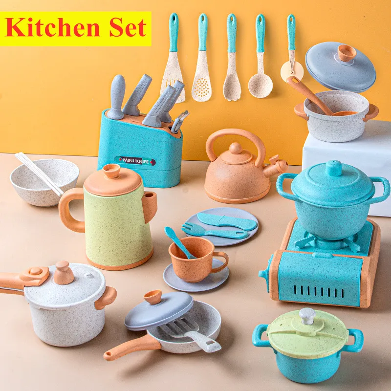 

Children's Kitchen Straw Toy Set Mini Kitchenware Simulation Tableware Parent-child Interaction Boys and Girls Toys Gifts