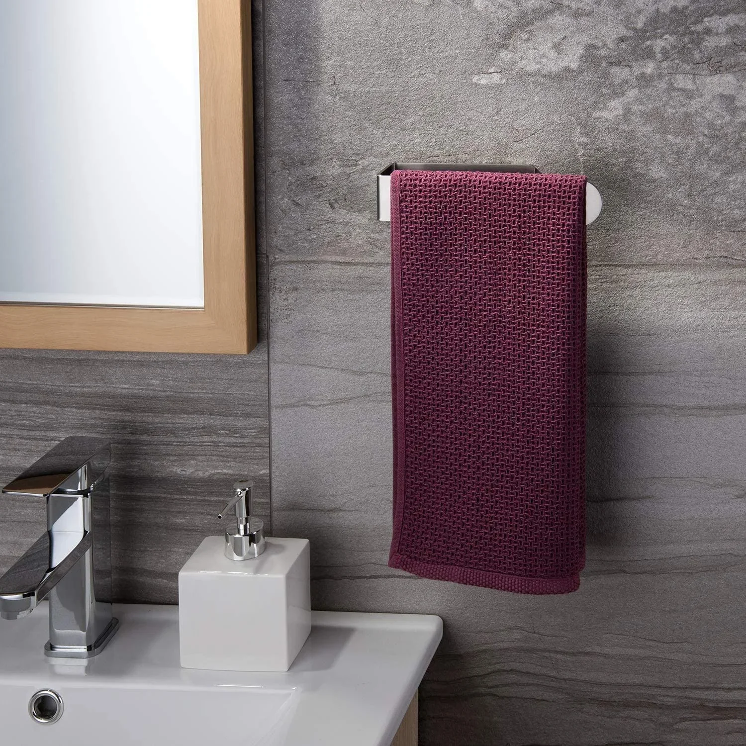 Towel rack Towel Ring Self-Adhesive Holder No Drilling Rail Stainless Steel for Bathroom