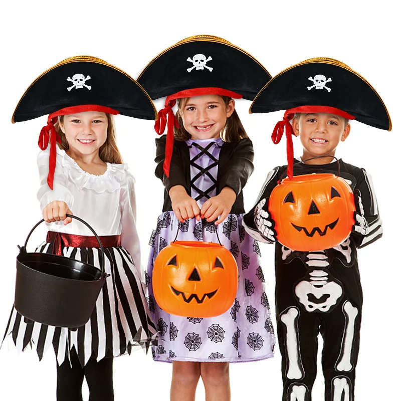 Halloween Pirate Hat Cap Decoration Kids Adult Halloween Masquerade Captain Cosplay Costume Props Pirate Theme Birthday Party