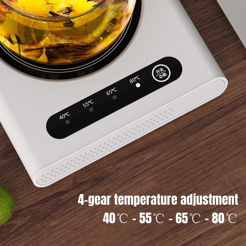 220V Electric Cup Mug Warmer Mini Portable Warming Mat Coffee Milk Tea Heaing Pad 4 Gear Temperature for Home Office Timing-off