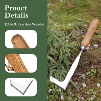 EZAEC Crack Weeder Crevice Weeding Tool Stainless Steel Manual Weeder Beech Handle Lawn Yard Gardening Tool 2
