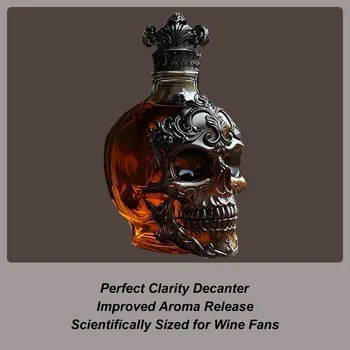 Ornate Gothic Skull Decanter with Crown Stopper