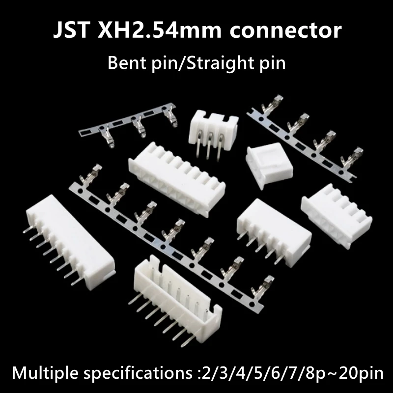 JST XH2.54 2/3/4/5/6/7/8/9p/10/12/14/15/16/20 Pin 2.54mm Terminals Plastic Shell Male Plug + Female Socket Wire Connector 10 set