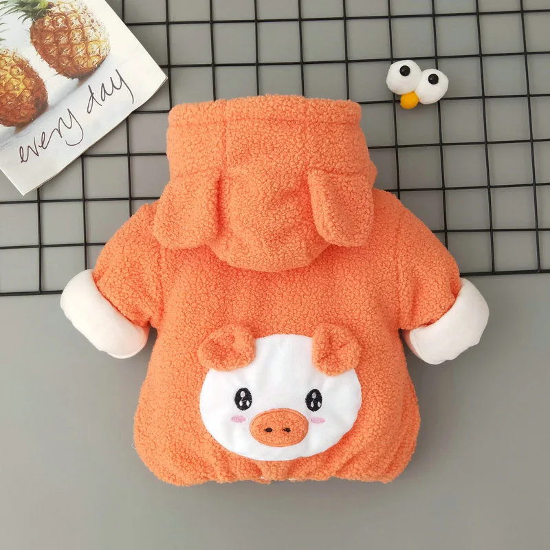 0-36 Months Newborn Baby Girl Clothes Cute Piggy Hooded Baby Boys Jacket Winter Warm Fleece Outwear For Girls Coat Birthday Gift