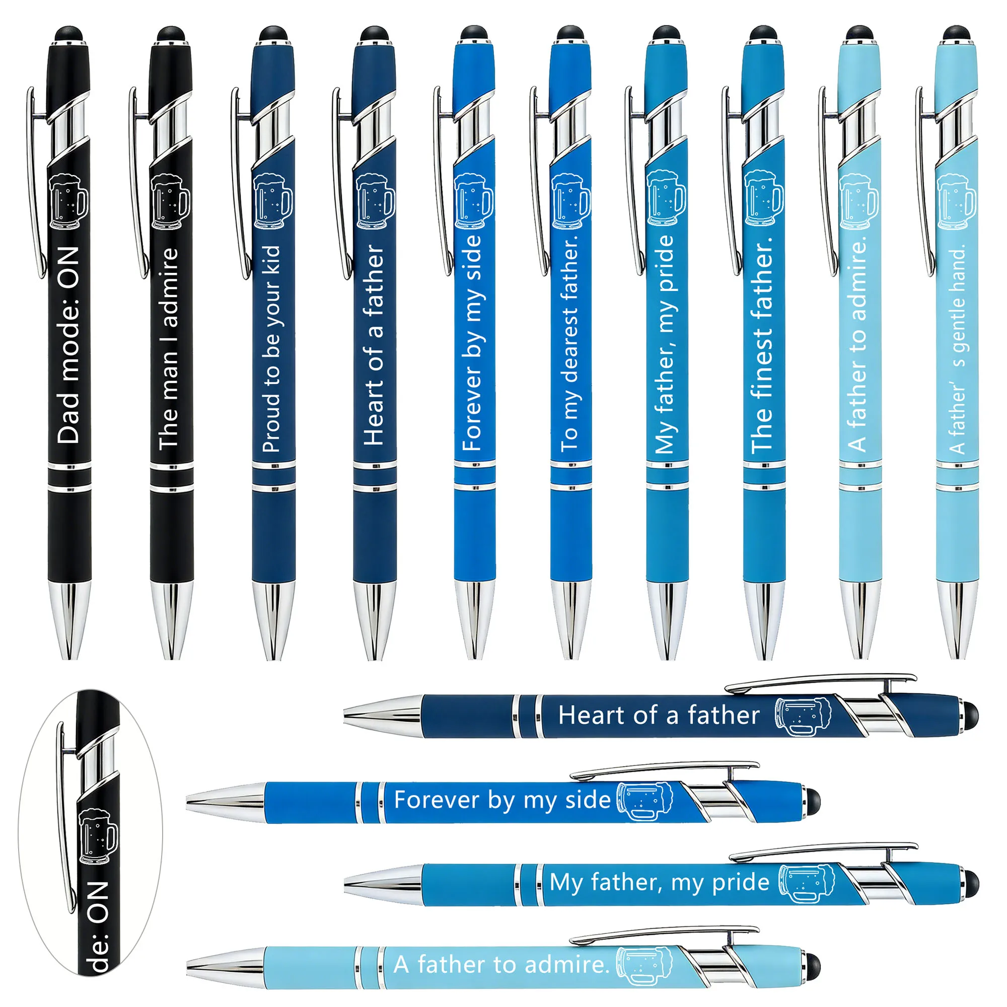 Deluxe Metal Touchscreen Ballpoint Pens - Father's Day Edition, Phrase-Activated Set.