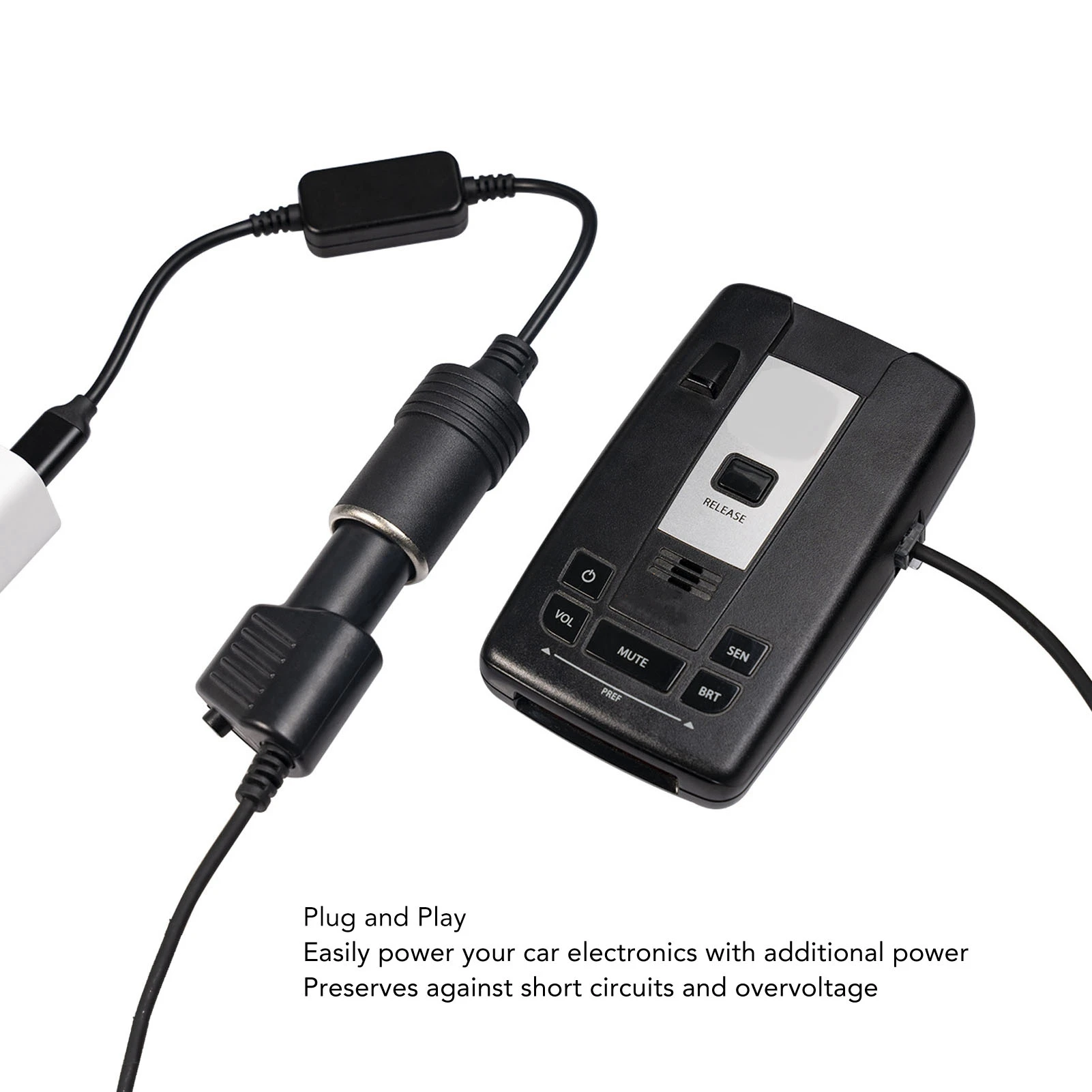 Car Electronics Accessories 11.8in Male To Female 5V USB C To 12V Car Cigarette Lighter Converter for Electronic Dog