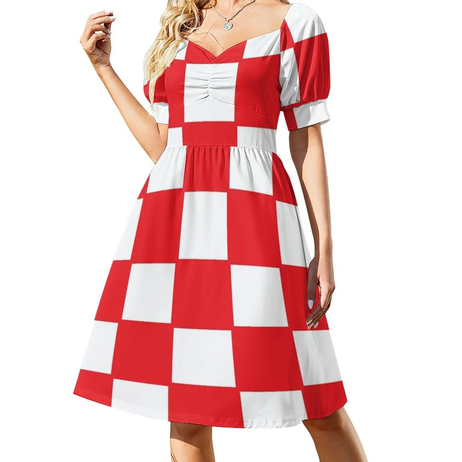 

Croatia red chess board Sleeveless Dress elegant women's sets dresses korean style