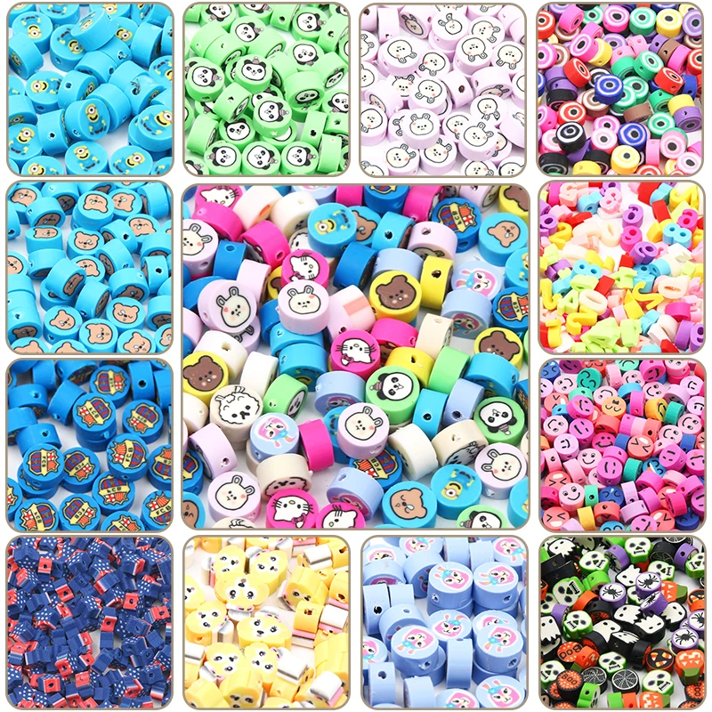 

20 шт бисер с улыбкой конверт мультфильм животный рисунок красочные полимерные глиняные бусины для ювелирных изделий производства DIY брелок аксессуары