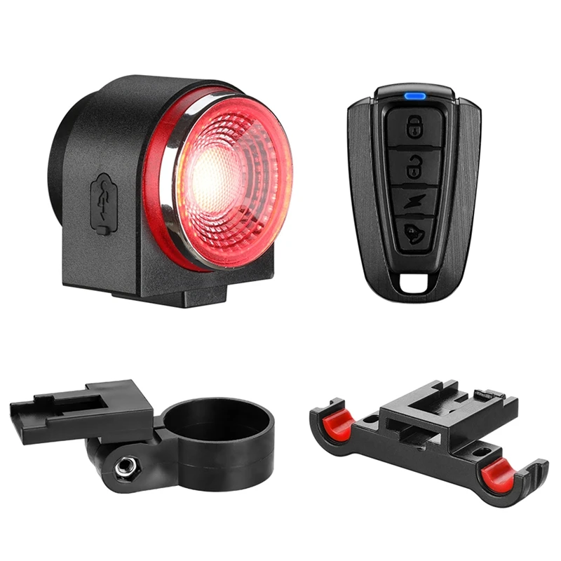 

1Set Bike Alarm Taillight IPX65 Waterproof Bicycle Rear Light USB Charging A8pro